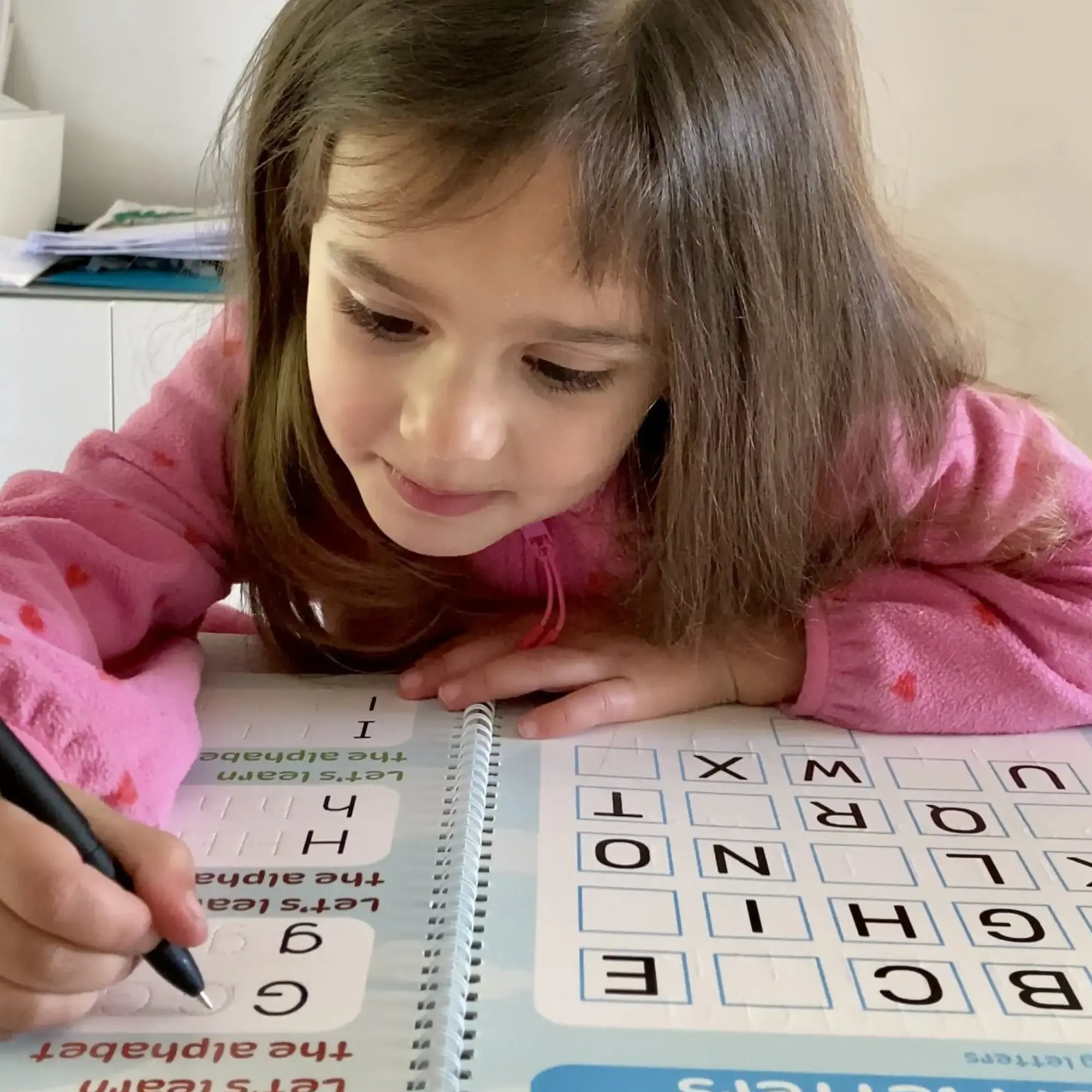 KiddoSpace's Handwriting Practice Kit (4 A5 Books + 1 Pen Grip + 1 Special Ink Pen)