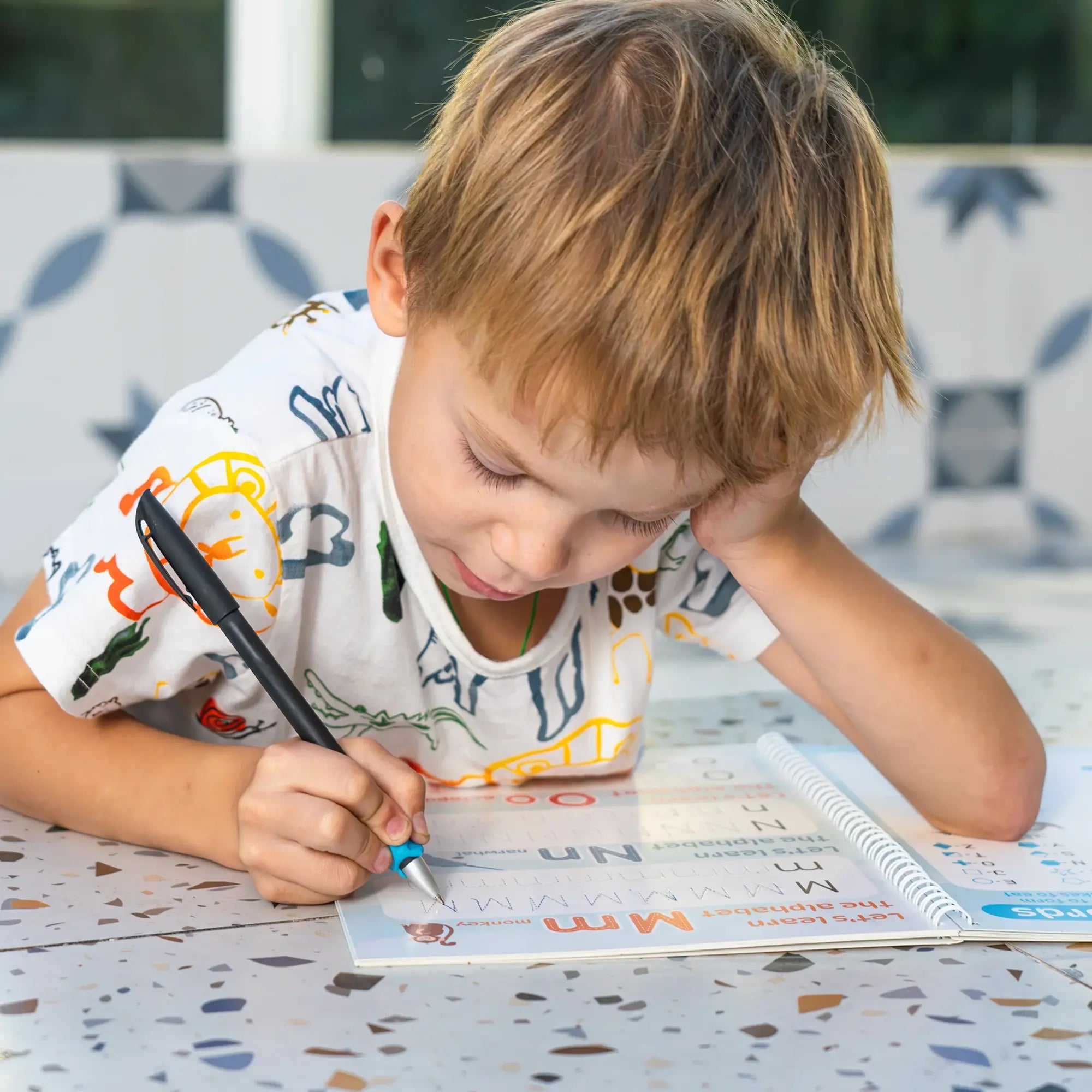 KiddoSpace's Handwriting Practice Kit (4 A5 Books + 1 Pen Grip + 1 Special Ink Pen)