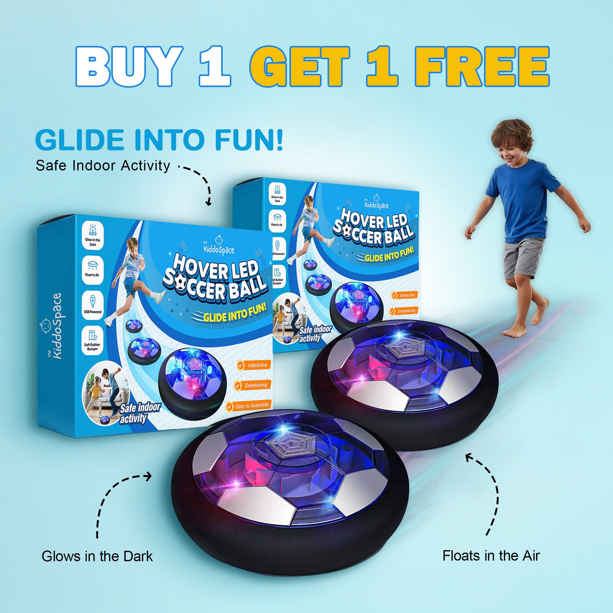 KiddoSpace™ - LED Hover Football for Kids