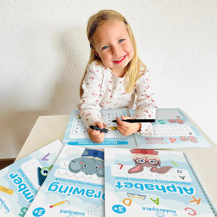 Complete KiddoSpace handwriting practice kit with all components
