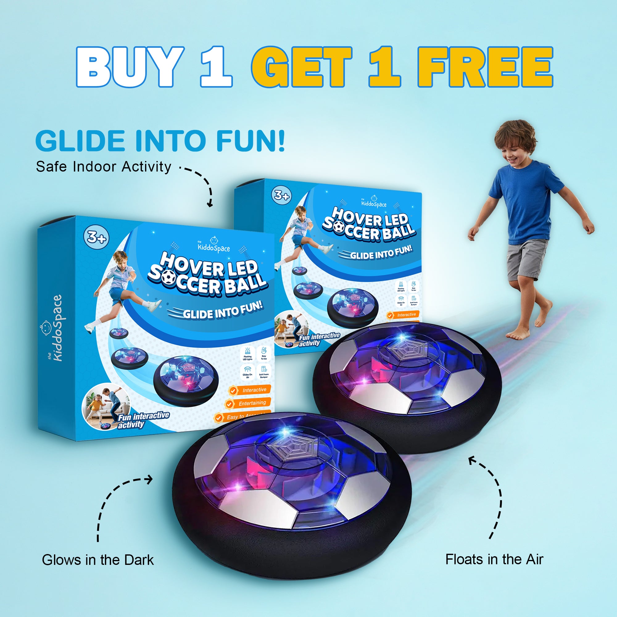 KiddoSpace™ - LED Hover Football for Kids